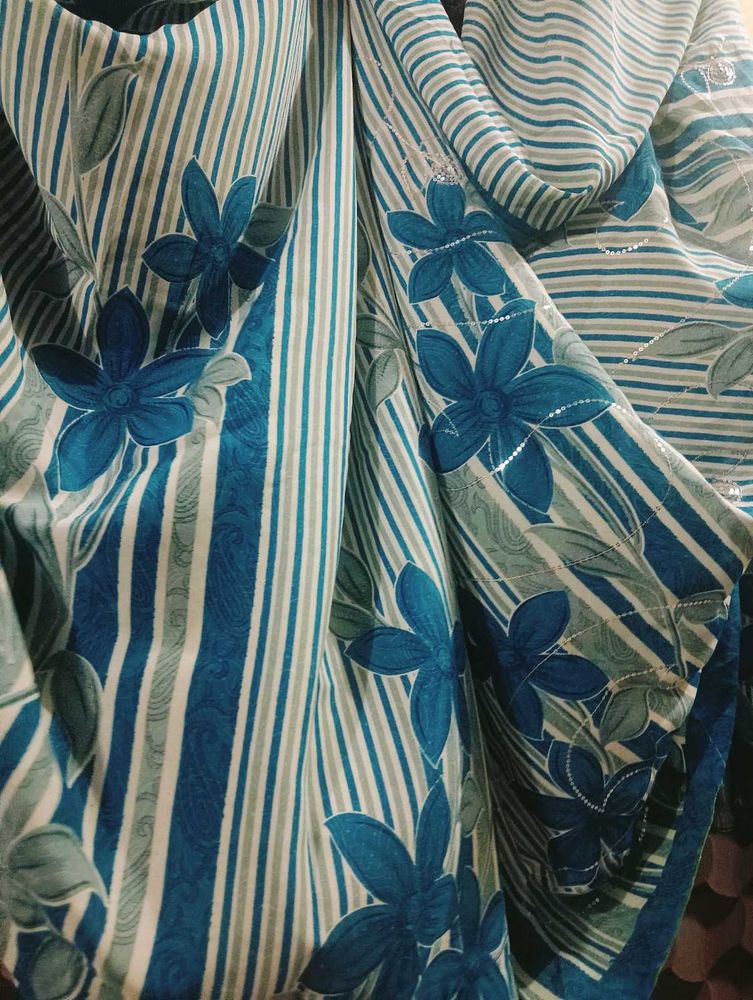 Sky Blue Organic Crepe Saree