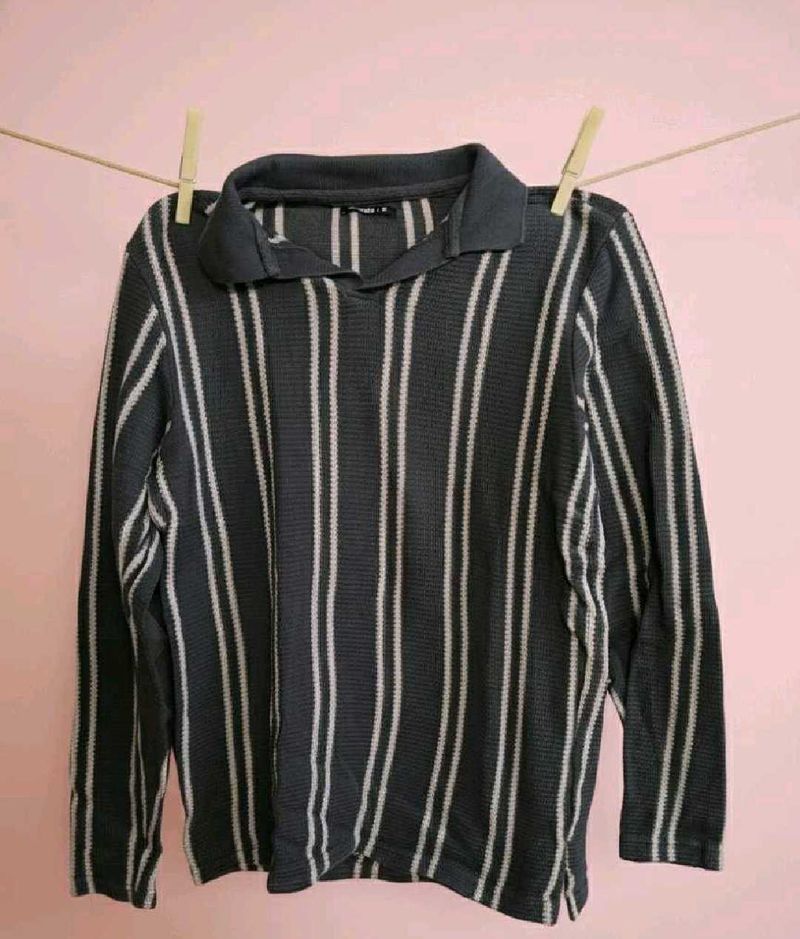 Striped Long Sleeve Polo Shirt