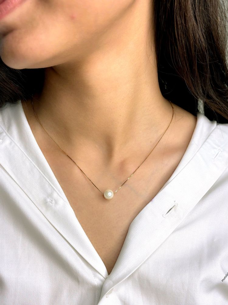 Pearl Chain Pendent Gold Plated Pure Silver 925