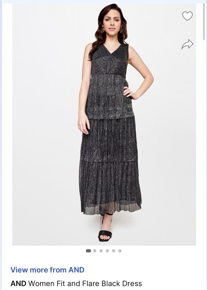 FLARED SHINY PARTY WEAR BLACK DRESS
