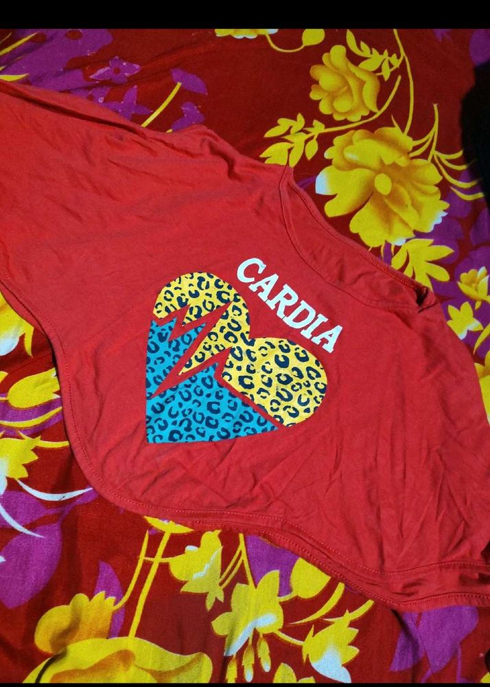 Red Graphic Print Top