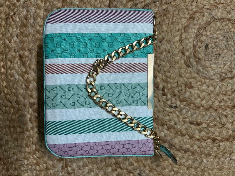 Striped Pouch with Chain