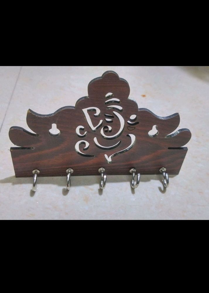 Shree Ganesh Wooden Key 🗝️ Holder With 5 Hooks
