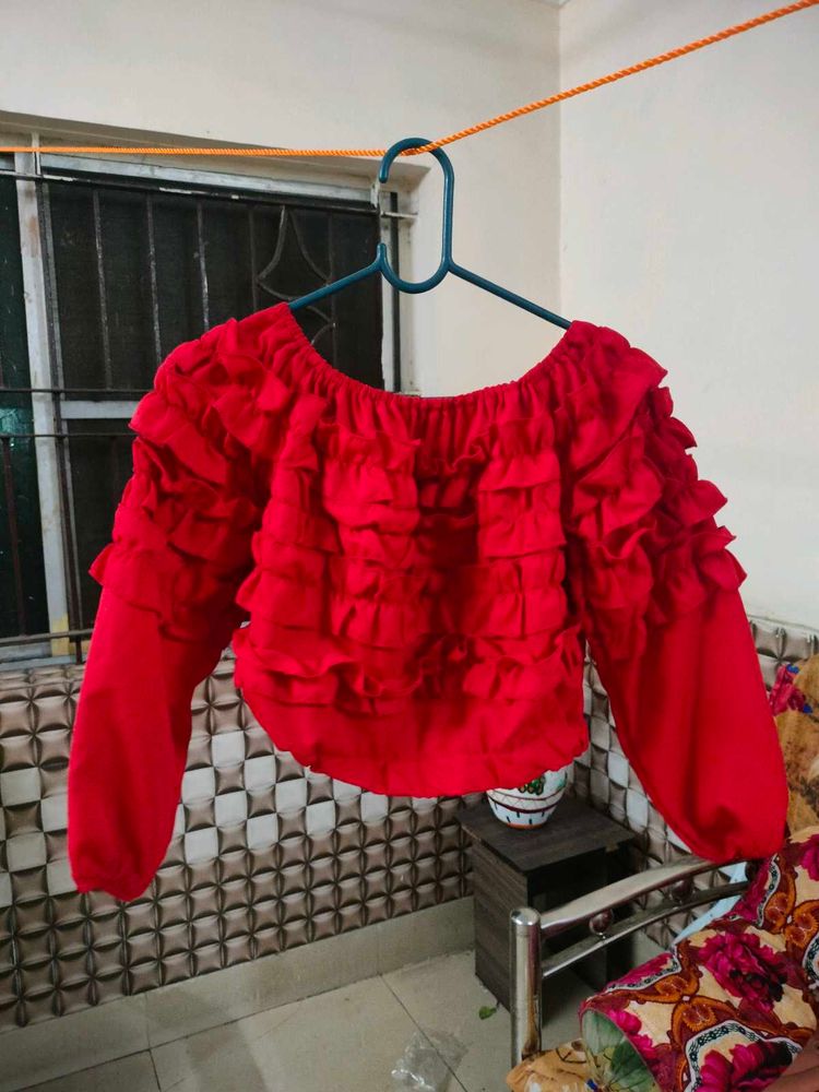 Red Ruffle Top