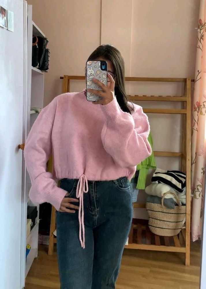 Pink Cropped Sweater