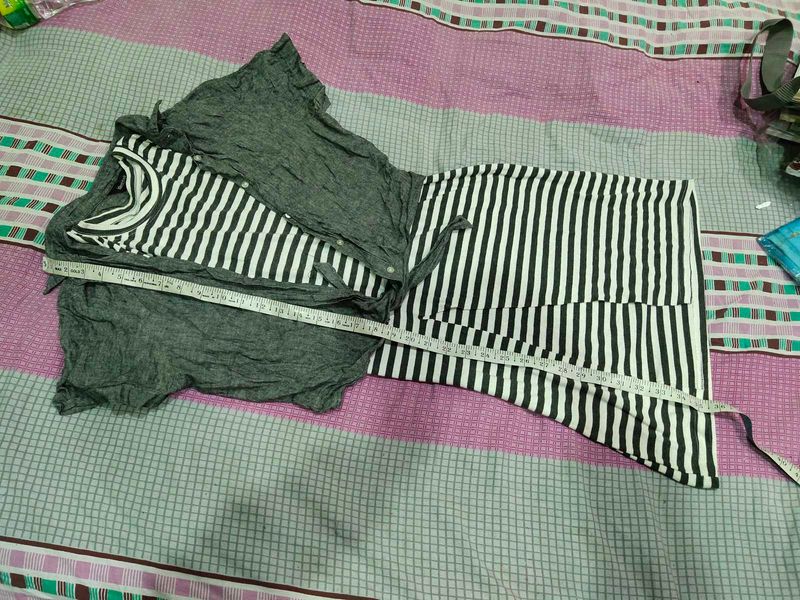 Striped Top &amp; Grey Shrug