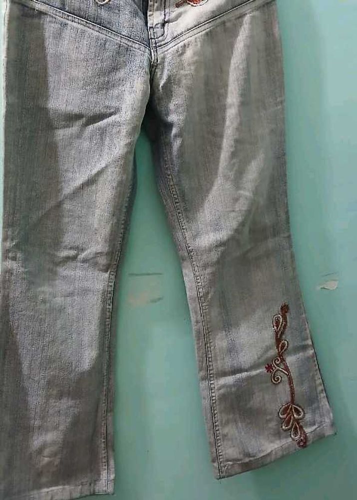 Embroidered Flare Leg Jeans