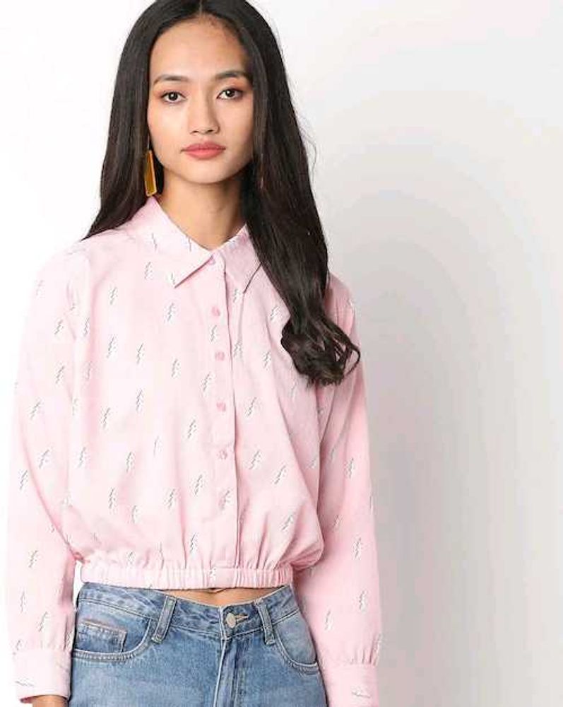 Pink Printed Crop Top