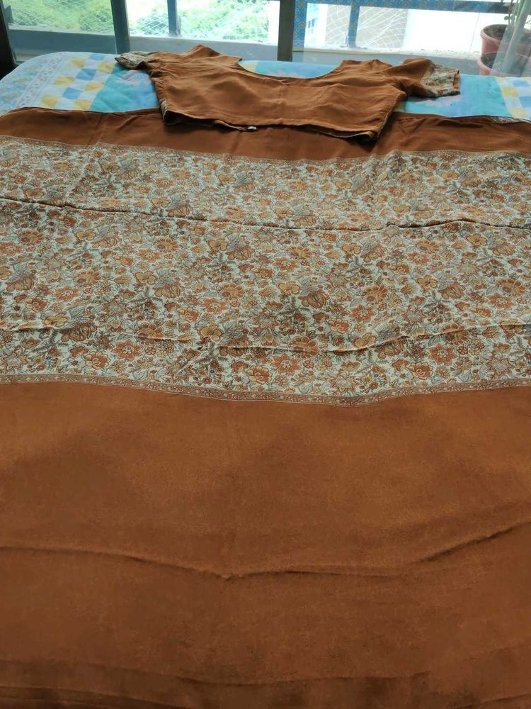 Mustard Color Art Silk Saree With Floral Borders