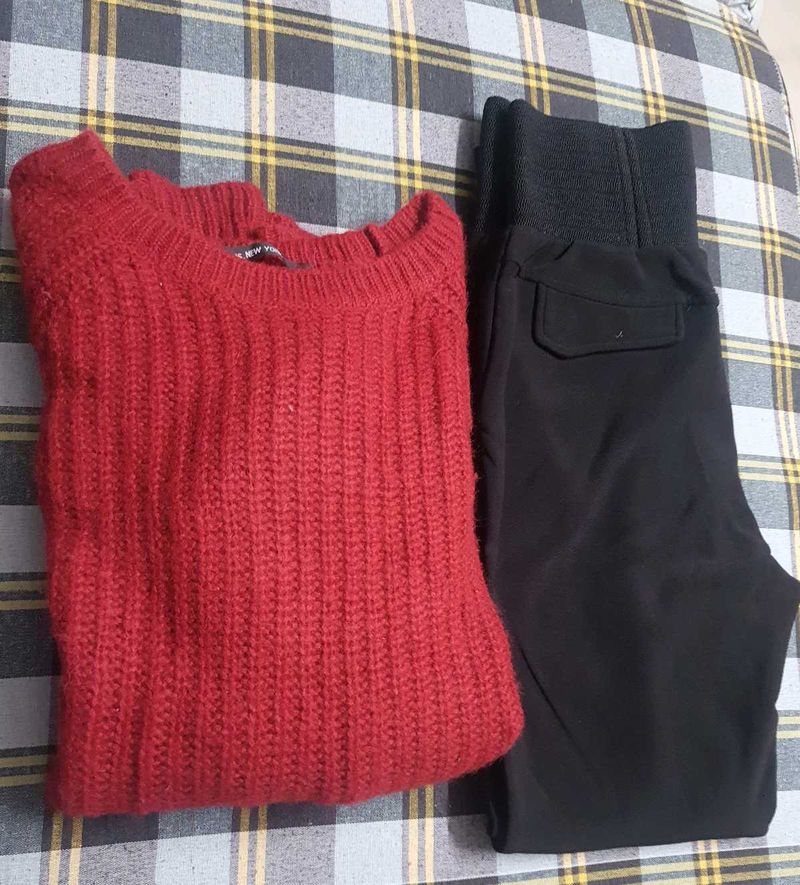 Combo of woollen top and jeggings
