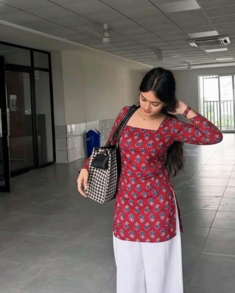 Red Floral Print Kurti