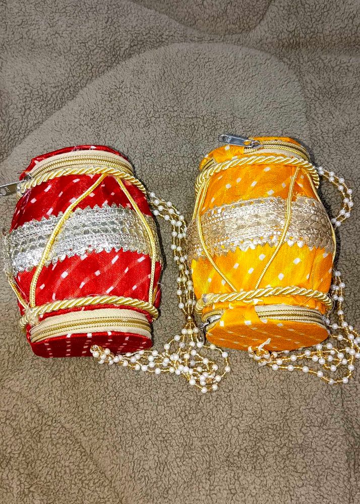 Handcrafted Drum-Shaped Wedding Pouches