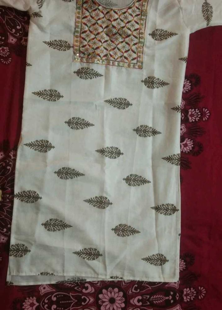 White Printed Kurti