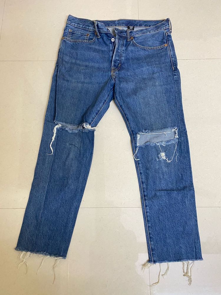 H&amp;M Ripped Blue Denim Jeans