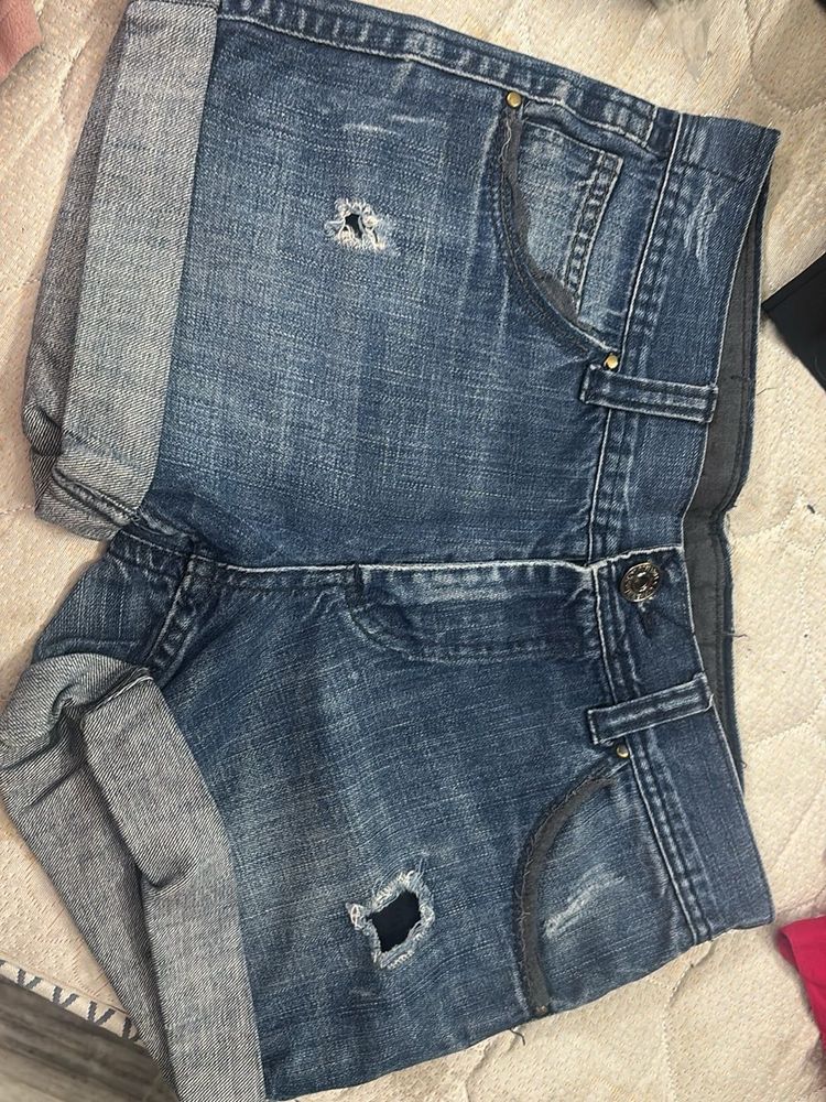 Distressed Denim Shorts 30 waist