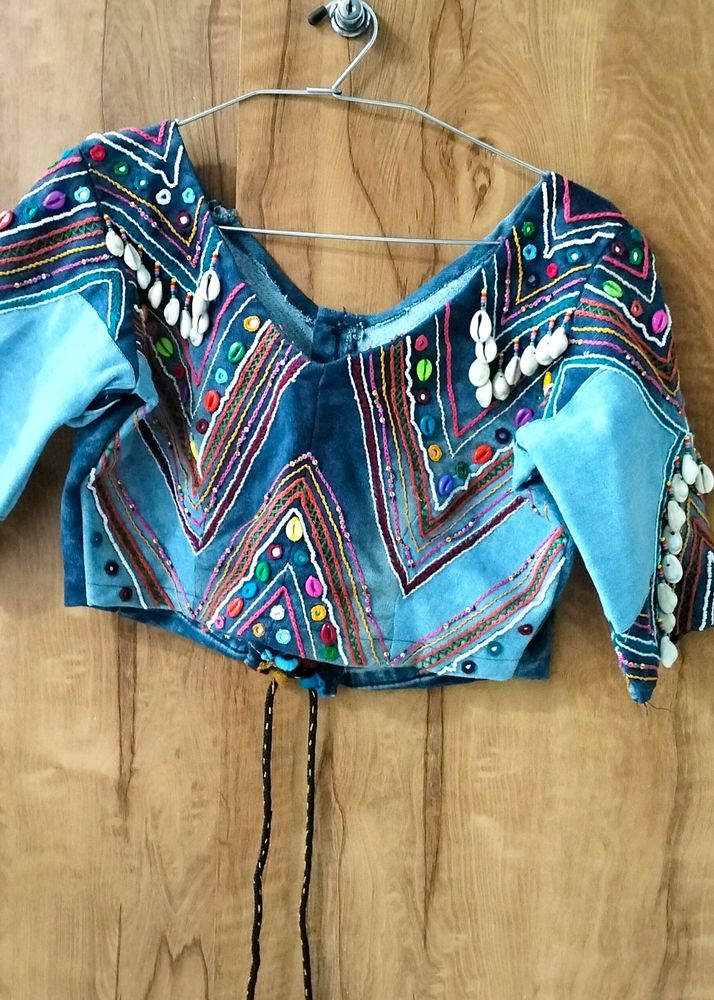 Beautiful Handwork Denim Blowse