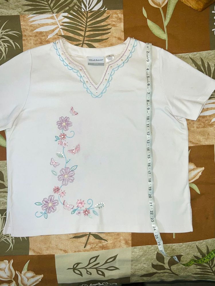 Womens White Floral T-shirt