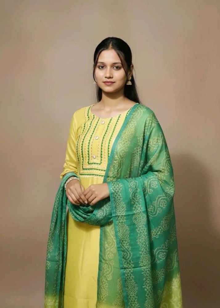 Yellow Embroidered Kurta Set