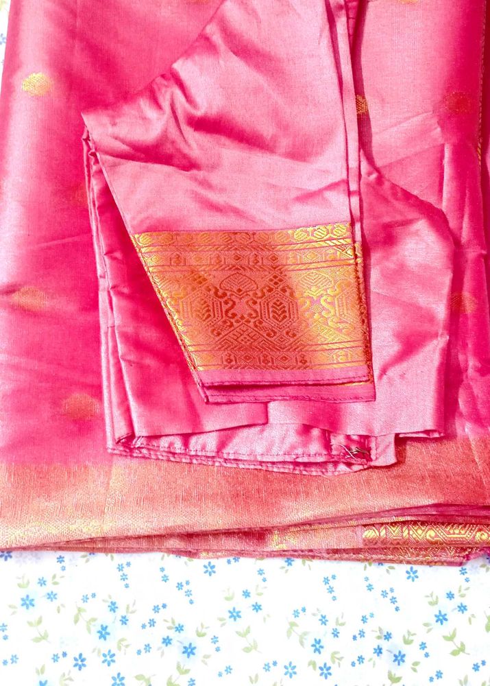 Pink &amp; Gold Saree