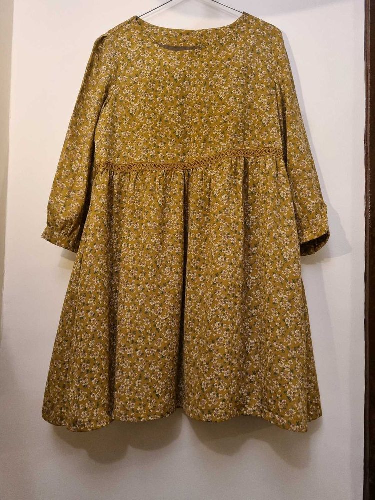 Mustard Floral Pretty Mini Dress