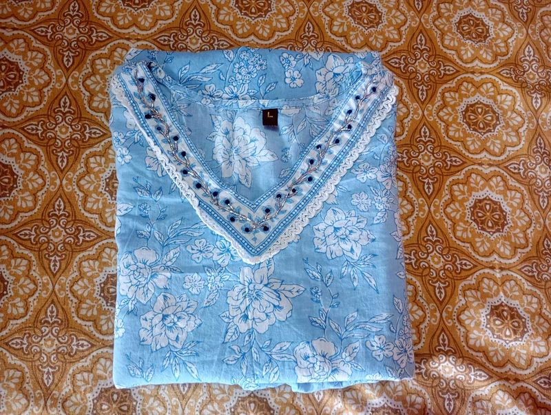 Pure Cotton Kurti Set Free New Sare