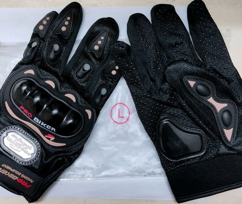 Probiker Synthetic Leather Motorcycle Gloves (Black, L)Product details  Brand - ProbikerMaterial -Faux LeatherSize-LSportAuto RacingAge Range (Description)AdultColour -Black