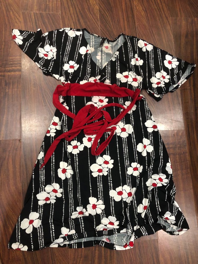 Floral Print Wrap Dress
