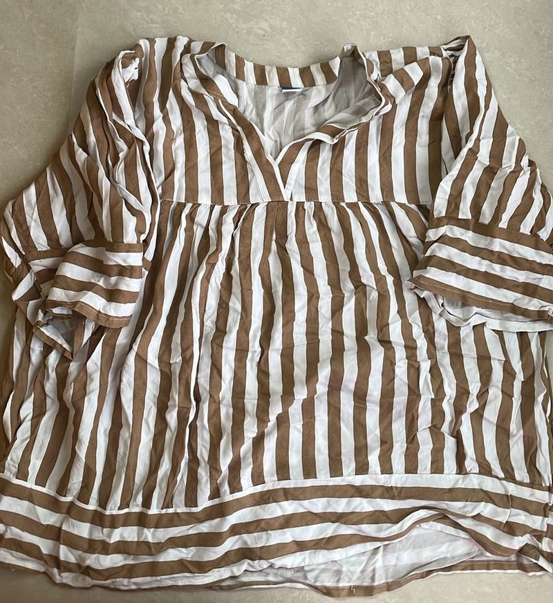 Striped Blouse with Bell Sleeves