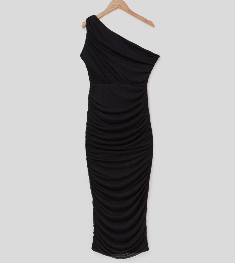 Black DianaVisit Ruched One Shoulder Bodycon Dress