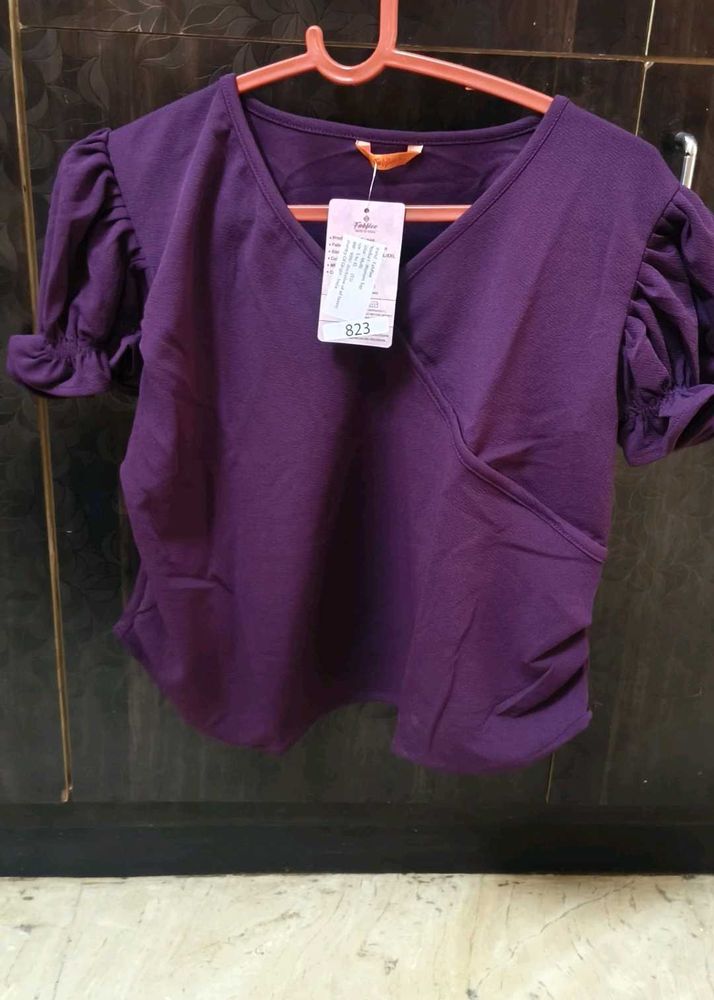 Stylish Purple Puff Sleeve Top