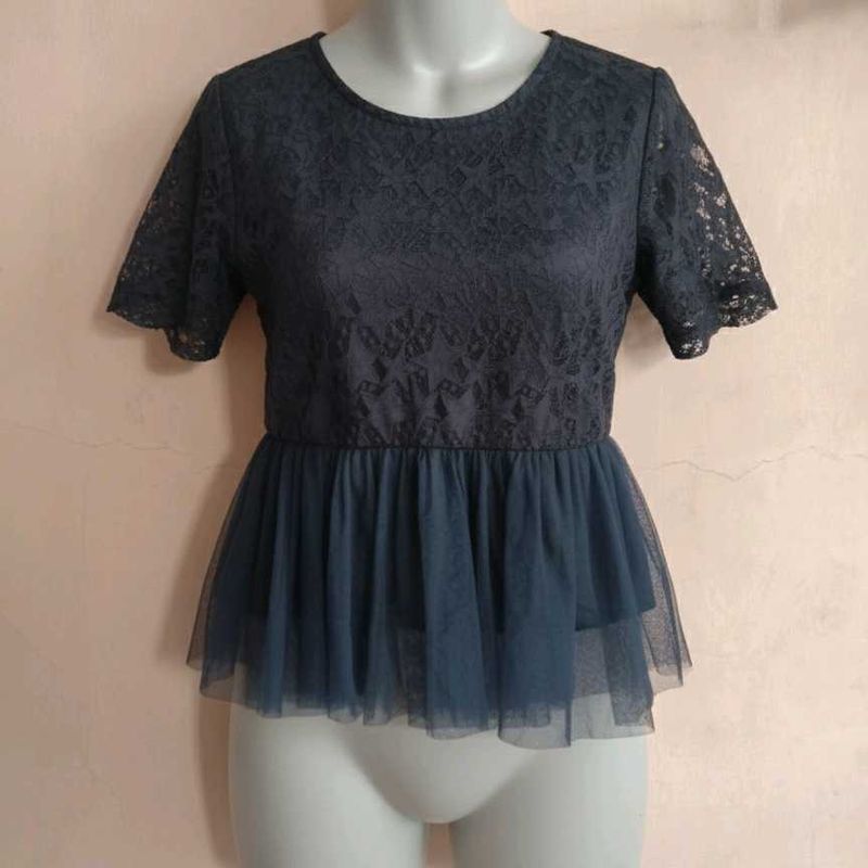 Lace Detail Peplum Top