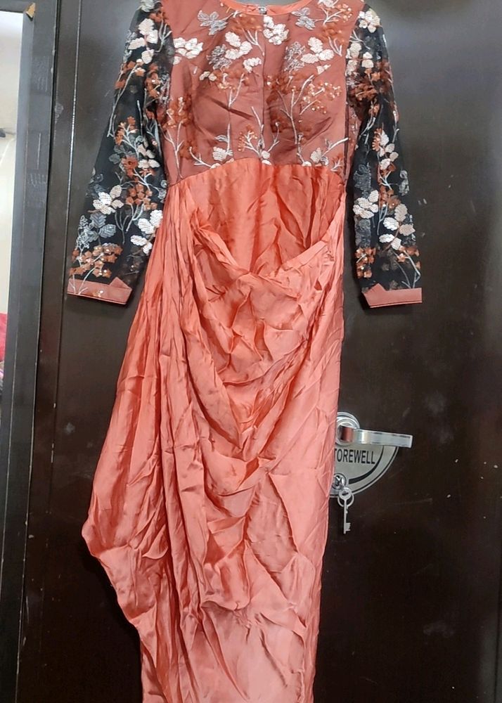 Light Coral Party Wear Dress For 34 Bust