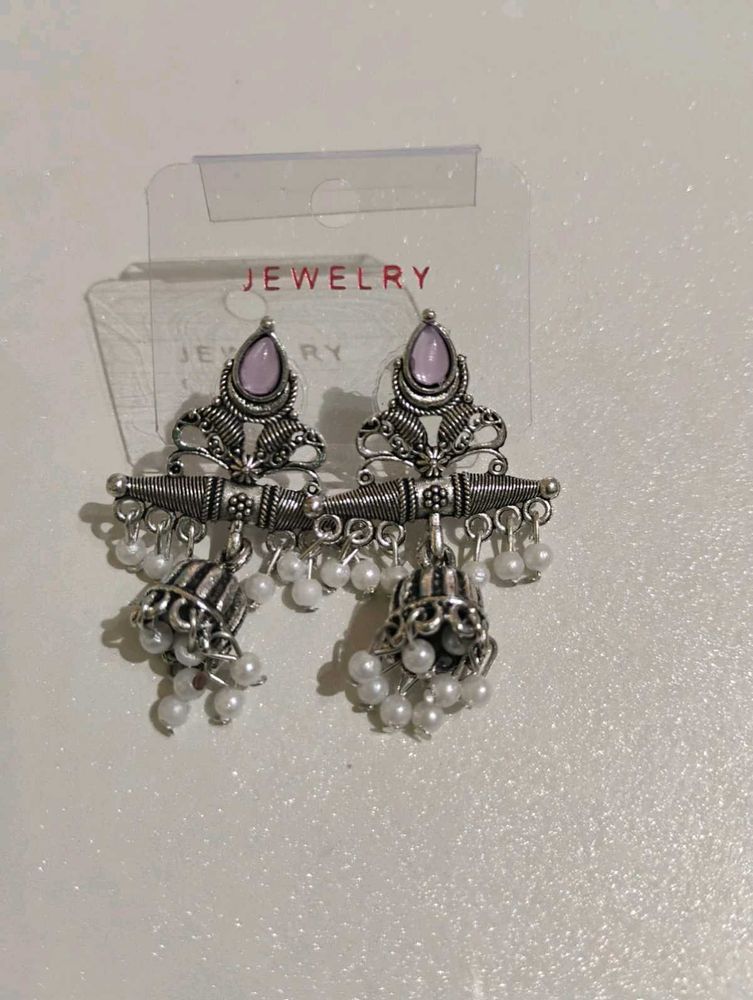 Silver Jhumka Earrings