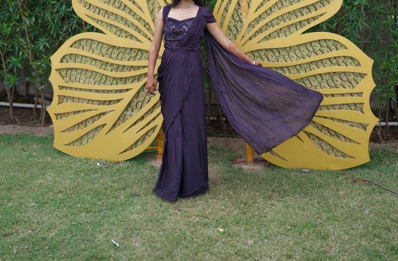 Elegant Purple Party Sari