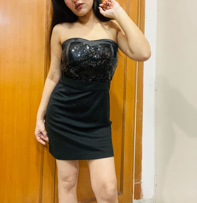Sparkly Sequin Black Mini Dress