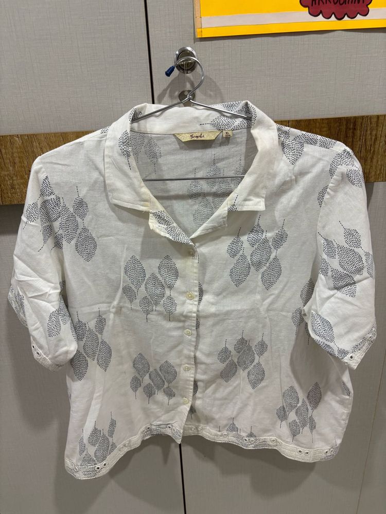 Leaf Print White Top