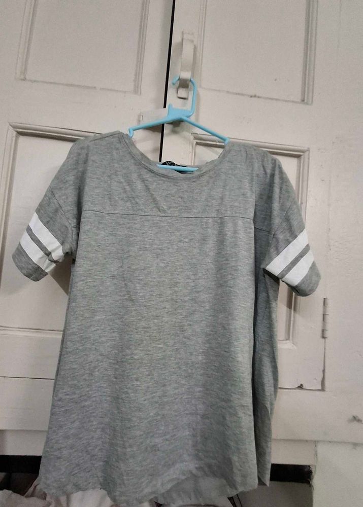 Grey Striped Comfy T-Shirt