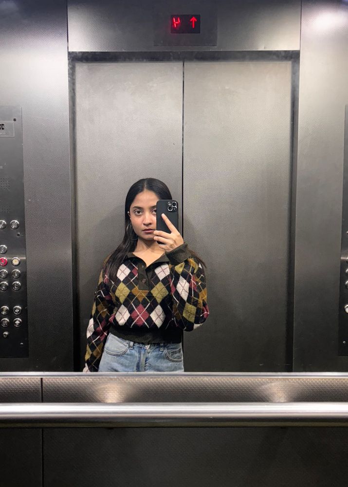 Argyle Pattern Collared Top