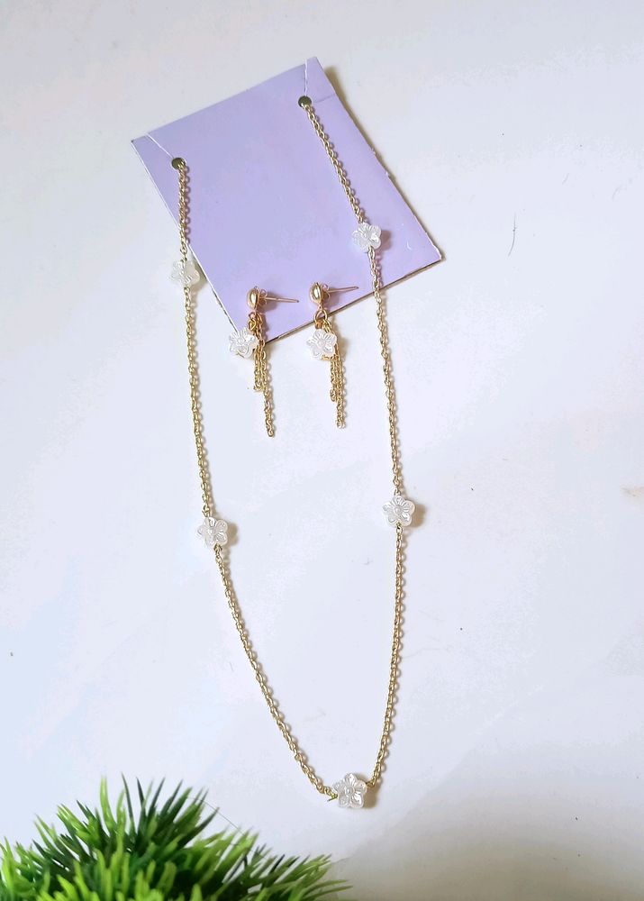 New Sakura Necklace + Earrings Set