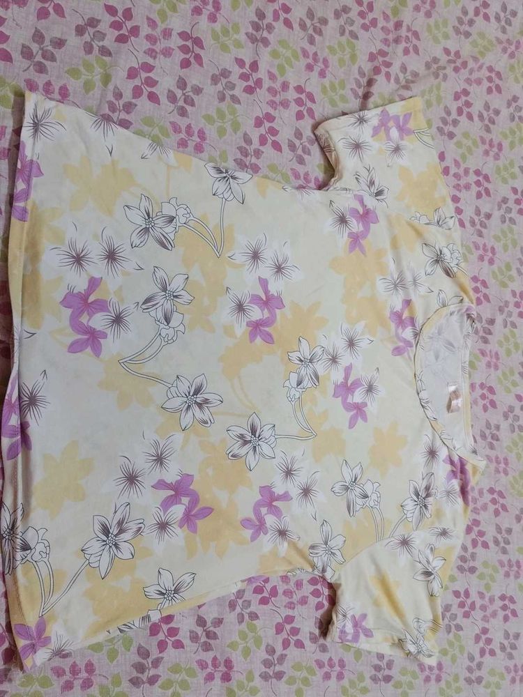 Floral Yellow T Shirt For Women