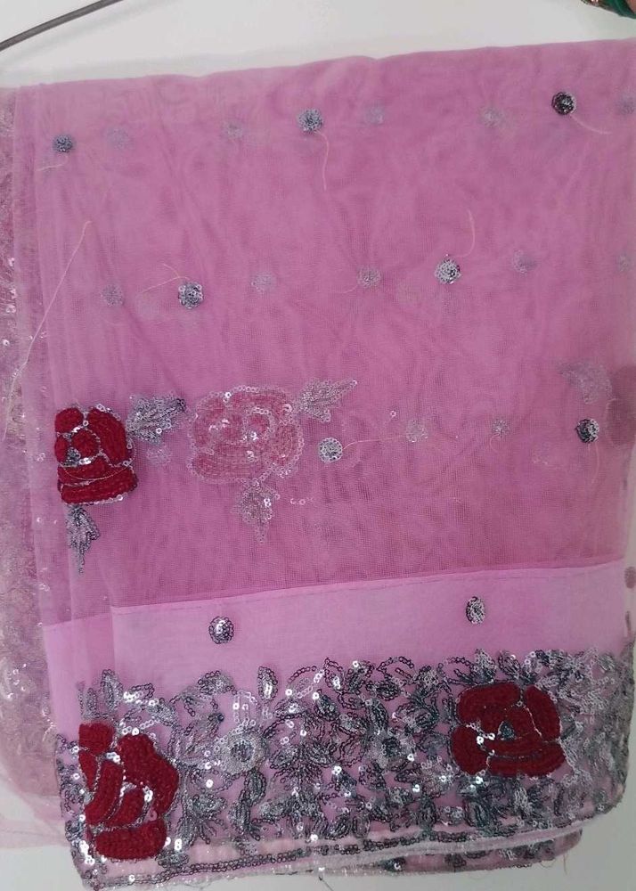 Pink Embroidered Saree