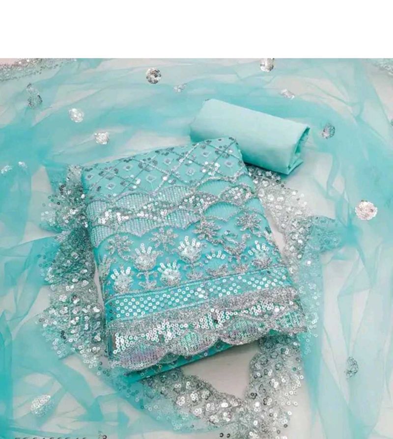 Aqua Blue Dress Material