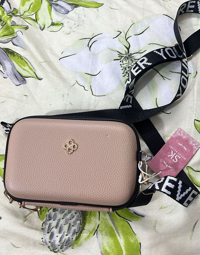 New Sling Bag In Beige Color With Long Handle