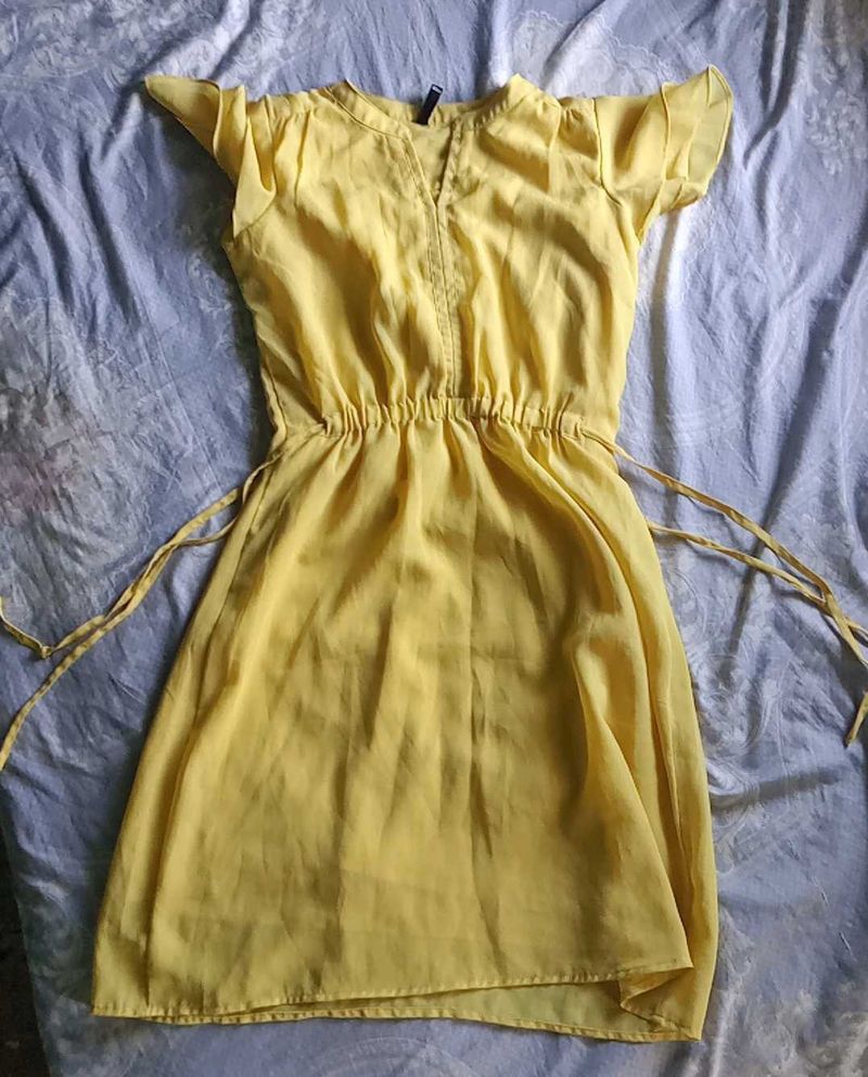 Yellow Chiffon Mini Dress