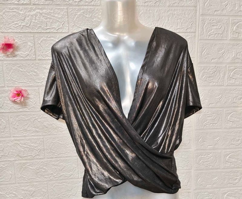 Size M/L 🎁Buy 2 Get 1 Free 🎁,Metallic Wrap Top