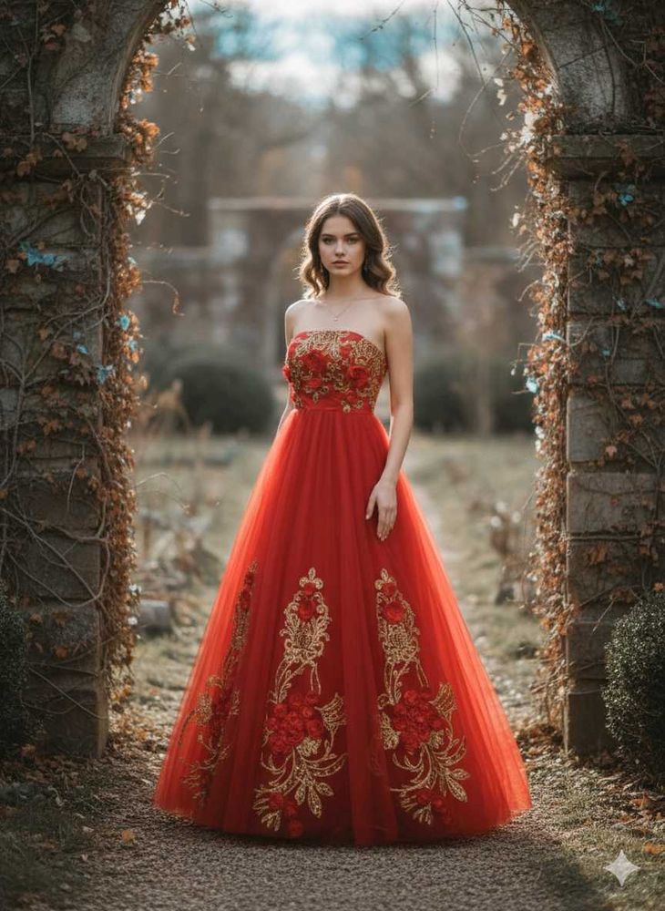 Stunning Red &amp; Gold  Gown