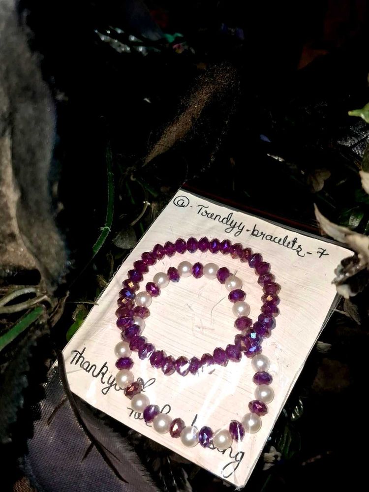 Purple 2Beaded Bracelet Set