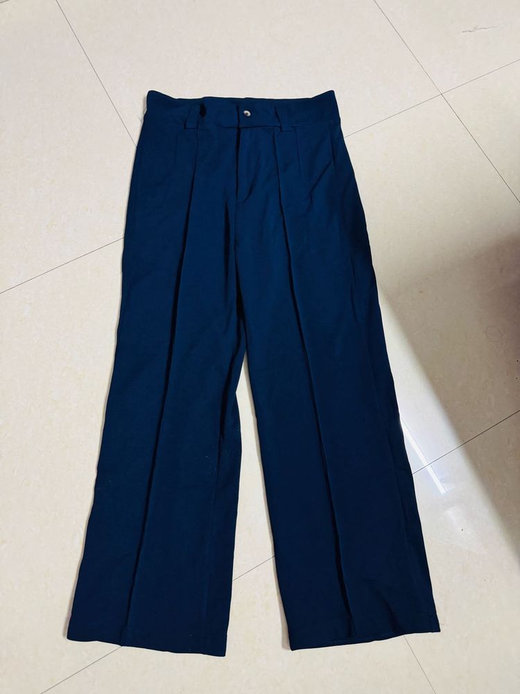 Navy Blue Wide Leg Trousers