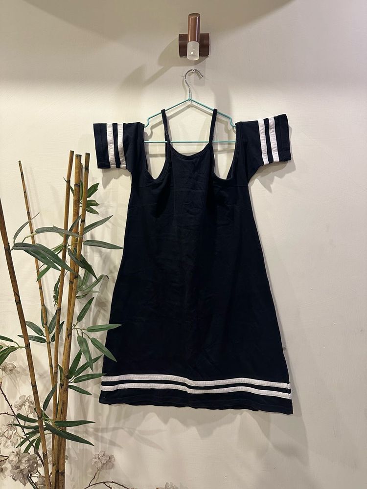 Striped Cold Shoulder Dress
