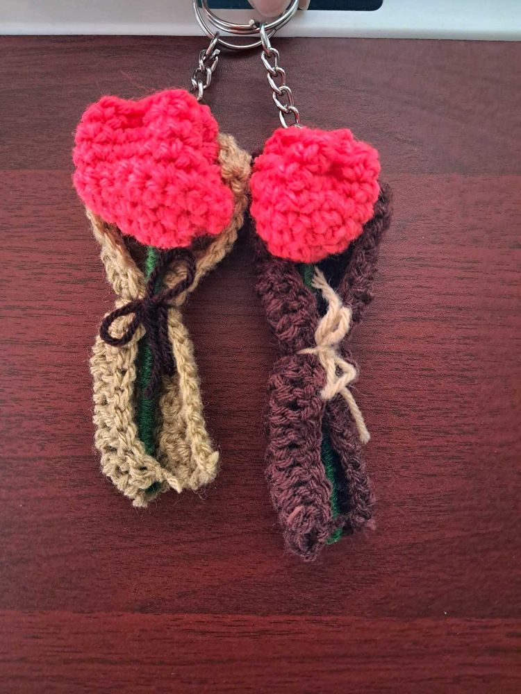 Cute Tulip Crochet Keychain